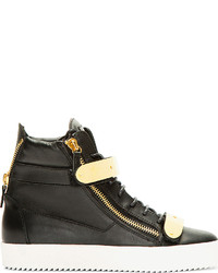 schwarze hohe Sneakers aus Leder von Giuseppe Zanotti