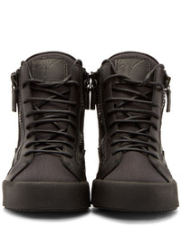 schwarze hohe Sneakers aus Leder von Giuseppe Zanotti