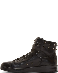 schwarze hohe Sneakers aus Leder von Alexander McQueen