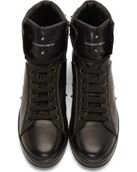 schwarze hohe Sneakers aus Leder von Alexander McQueen