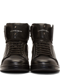 schwarze hohe Sneakers aus Leder von Alexander McQueen