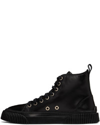 schwarze hohe Sneakers aus Leder von AMI Alexandre Mattiussi