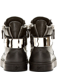 schwarze hohe Sneakers aus Leder von Giuseppe Zanotti