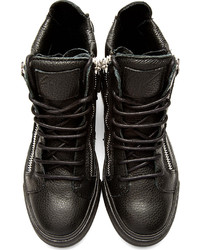 schwarze hohe Sneakers aus Leder von Giuseppe Zanotti