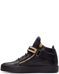 schwarze hohe Sneakers aus Leder von Giuseppe Zanotti