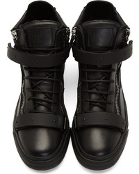 schwarze hohe Sneakers aus Leder von Giuseppe Zanotti