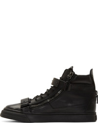 schwarze hohe Sneakers aus Leder von Giuseppe Zanotti