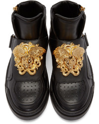 schwarze hohe Sneakers aus Leder von Versace