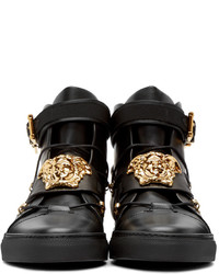 schwarze hohe Sneakers aus Leder von Versace