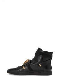 schwarze hohe Sneakers aus Leder von Versace