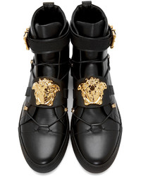 schwarze hohe Sneakers aus Leder von Versace