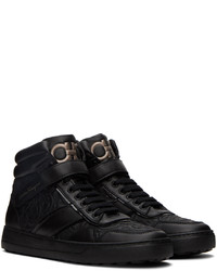 schwarze hohe Sneakers aus Leder von Ferragamo