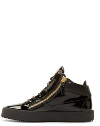 schwarze hohe Sneakers aus Leder von Giuseppe Zanotti