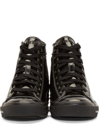 schwarze hohe Sneakers aus Leder von Diesel