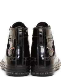 schwarze hohe Sneakers aus Leder von Diesel