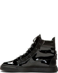 schwarze hohe Sneakers aus Leder von Giuseppe Zanotti