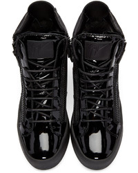 schwarze hohe Sneakers aus Leder von Giuseppe Zanotti