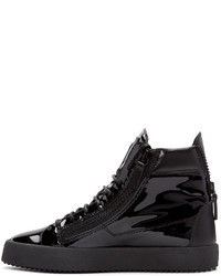 schwarze hohe Sneakers aus Leder von Giuseppe Zanotti