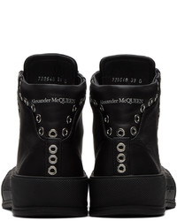 schwarze hohe Sneakers aus Leder von Alexander McQueen