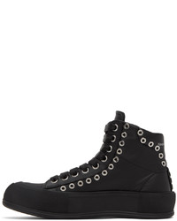 schwarze hohe Sneakers aus Leder von Alexander McQueen