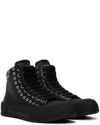 schwarze hohe Sneakers aus Leder von Alexander McQueen