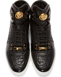 schwarze hohe Sneakers aus Leder von Versace