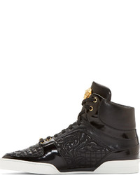 schwarze hohe Sneakers aus Leder von Versace