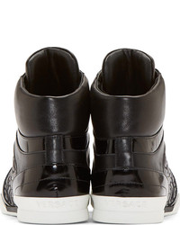 schwarze hohe Sneakers aus Leder von Versace