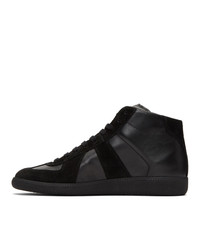 schwarze hohe Sneakers aus Leder von Maison Margiela