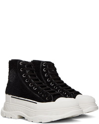 schwarze hohe Sneakers aus Leder von Alexander McQueen