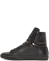 schwarze hohe Sneakers aus Leder von Saint Laurent