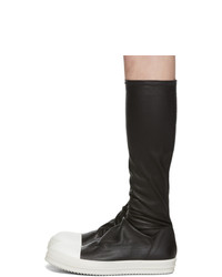 schwarze hohe Sneakers aus Leder von Rick Owens