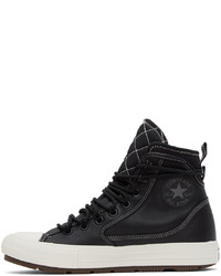 schwarze hohe Sneakers aus Leder von Converse