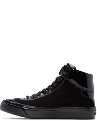 schwarze hohe Sneakers aus Leder von Jimmy Choo