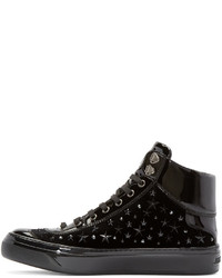 schwarze hohe Sneakers aus Leder von Jimmy Choo