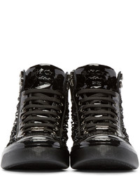 schwarze hohe Sneakers aus Leder von Jimmy Choo