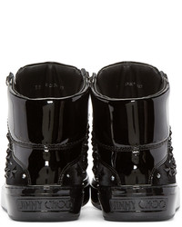 schwarze hohe Sneakers aus Leder von Jimmy Choo