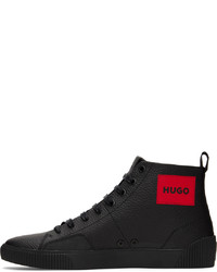 schwarze hohe Sneakers aus Leder von Hugo