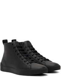 schwarze hohe Sneakers aus Leder von Hugo