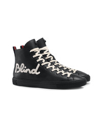 schwarze hohe Sneakers aus Leder von Gucci