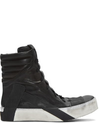 schwarze hohe Sneakers aus Leder von Boris Bidjan Saberi