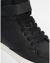 schwarze hohe Sneakers aus Leder von Asos