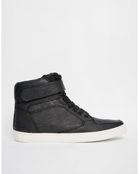 schwarze hohe Sneakers aus Leder von Asos