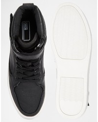 schwarze hohe Sneakers aus Leder von Asos