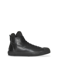 schwarze hohe Sneakers aus Leder von Burberry