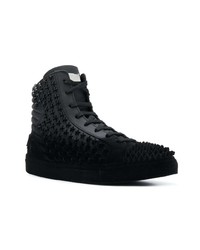 schwarze hohe Sneakers aus Leder von Philipp Plein