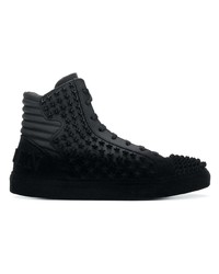 schwarze hohe Sneakers aus Leder von Philipp Plein