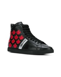 schwarze hohe Sneakers aus Leder von DSQUARED2