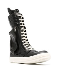 schwarze hohe Sneakers aus Leder von Rick Owens