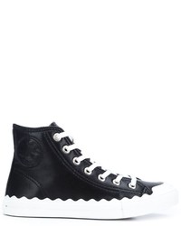 schwarze hohe Sneakers aus Leder von Chloé